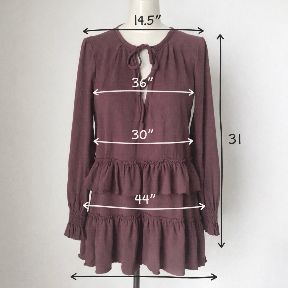 Free People Sz Sm Midsummer Night Long Sleeve Ruffle‎ Mini Dress Party RARE - Picture 9 of 9
